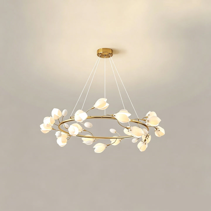 Aurelle Magnolia Branch Ring Chandelier 3