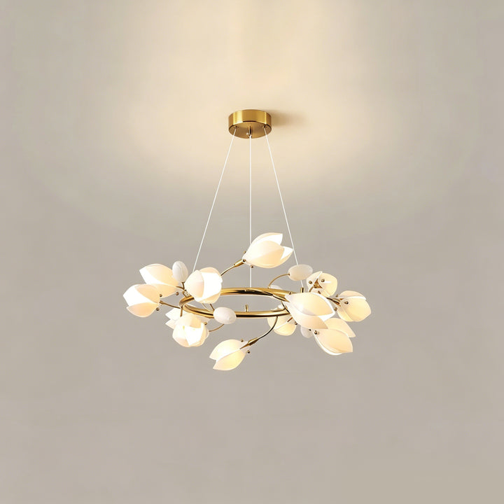 Aurelle Magnolia Branch Ring Chandelier  6