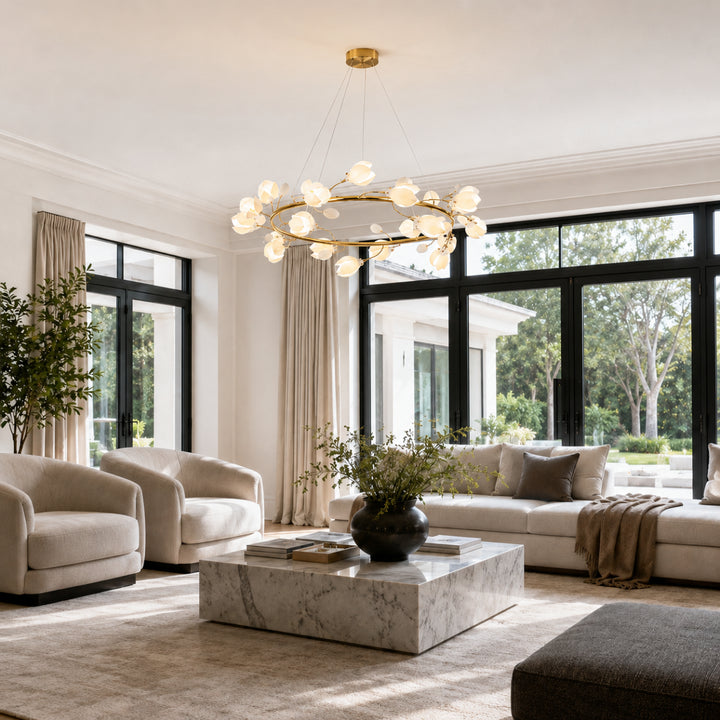 Aurelle Magnolia Branch Ring Chandelier  8