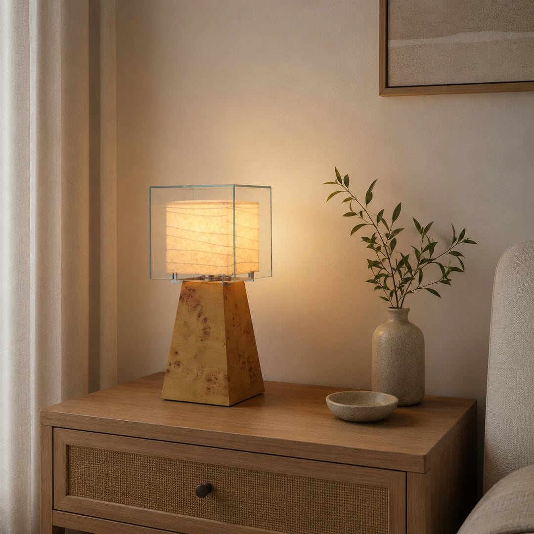 Averciel Burl Wood Table Lamp 8