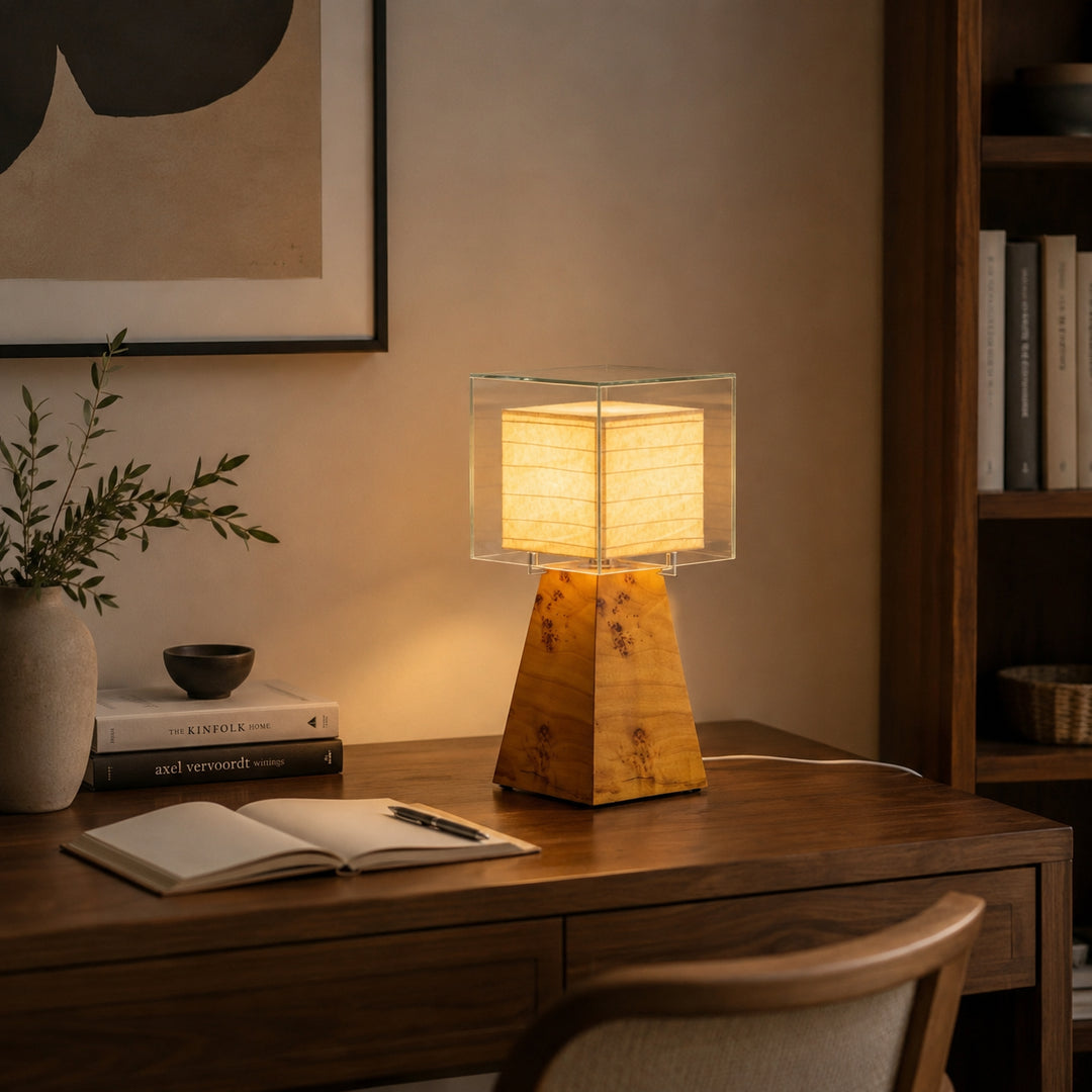 Averciel Burl Wood Table Lamp 9