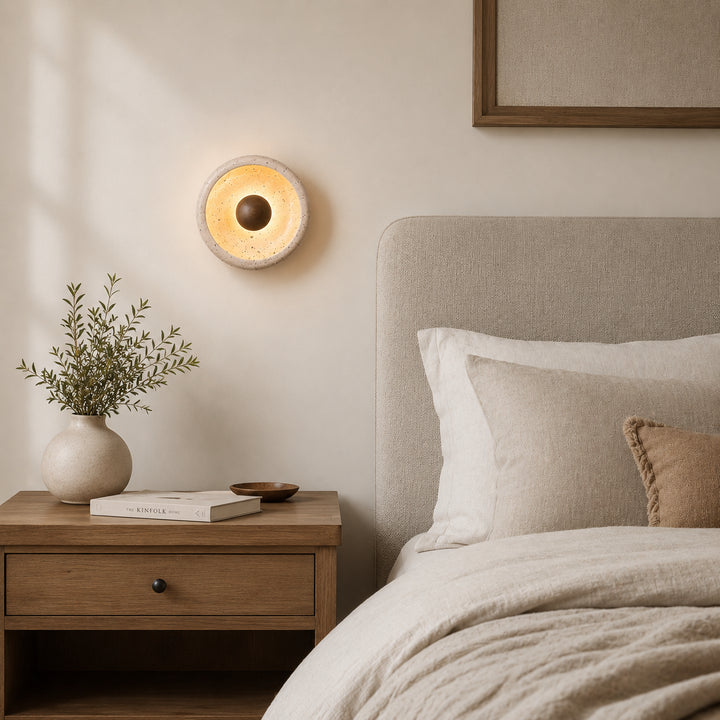  Averune Round Travertine Wall Lamp 1