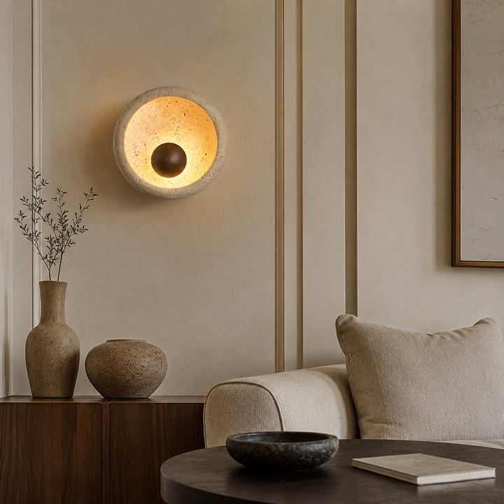  Averune Round Travertine Wall Lamp 3