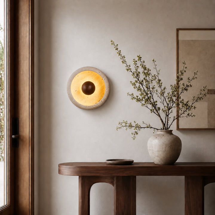  Averune Round Travertine Wall Lamp 4
