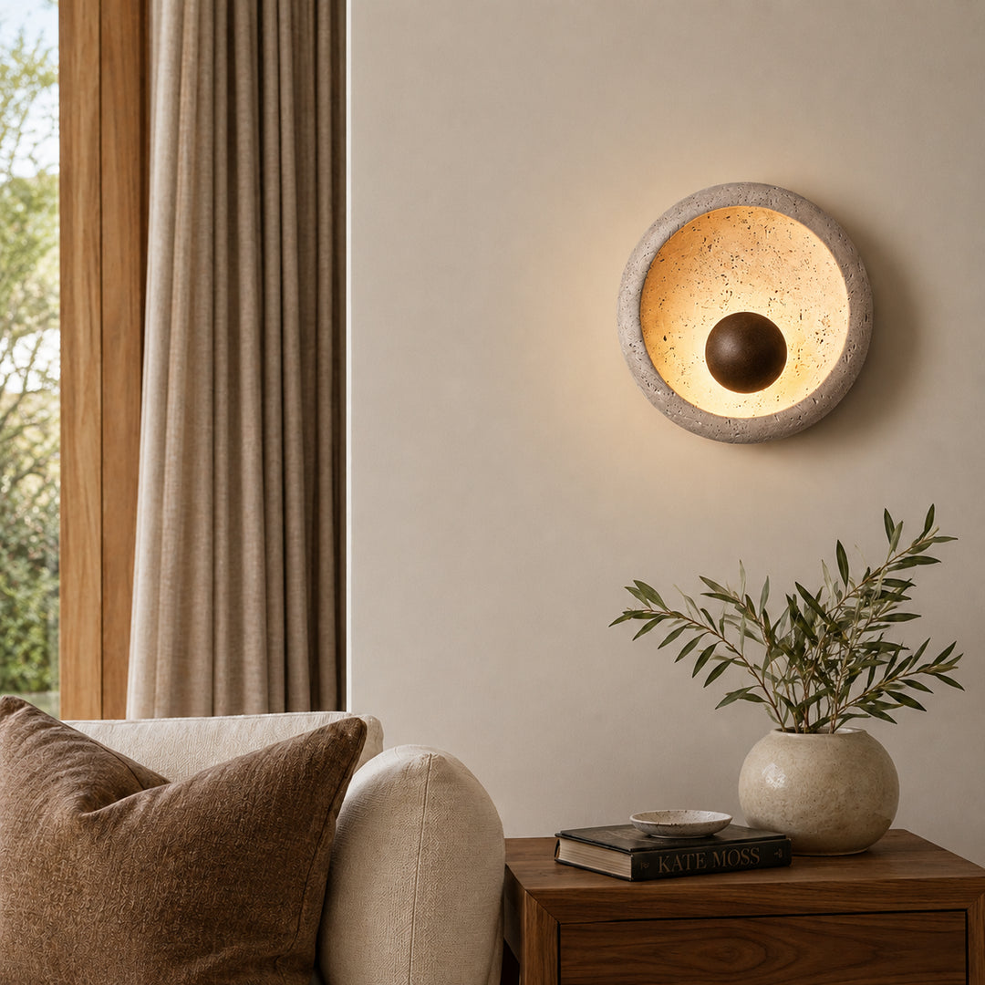  Averune Round Travertine Wall Lamp 5
