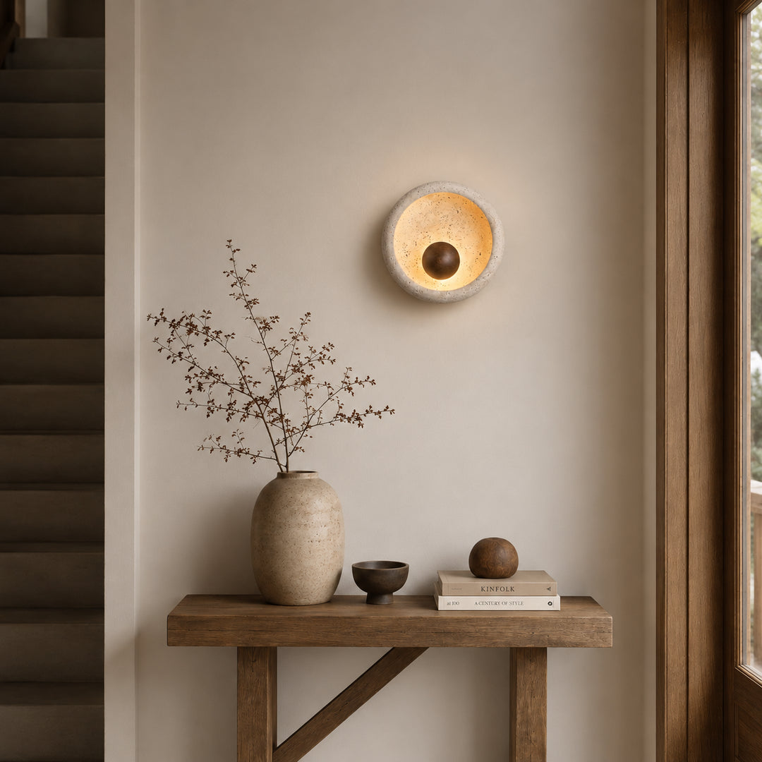  Averune Round Travertine Wall Lamp 6