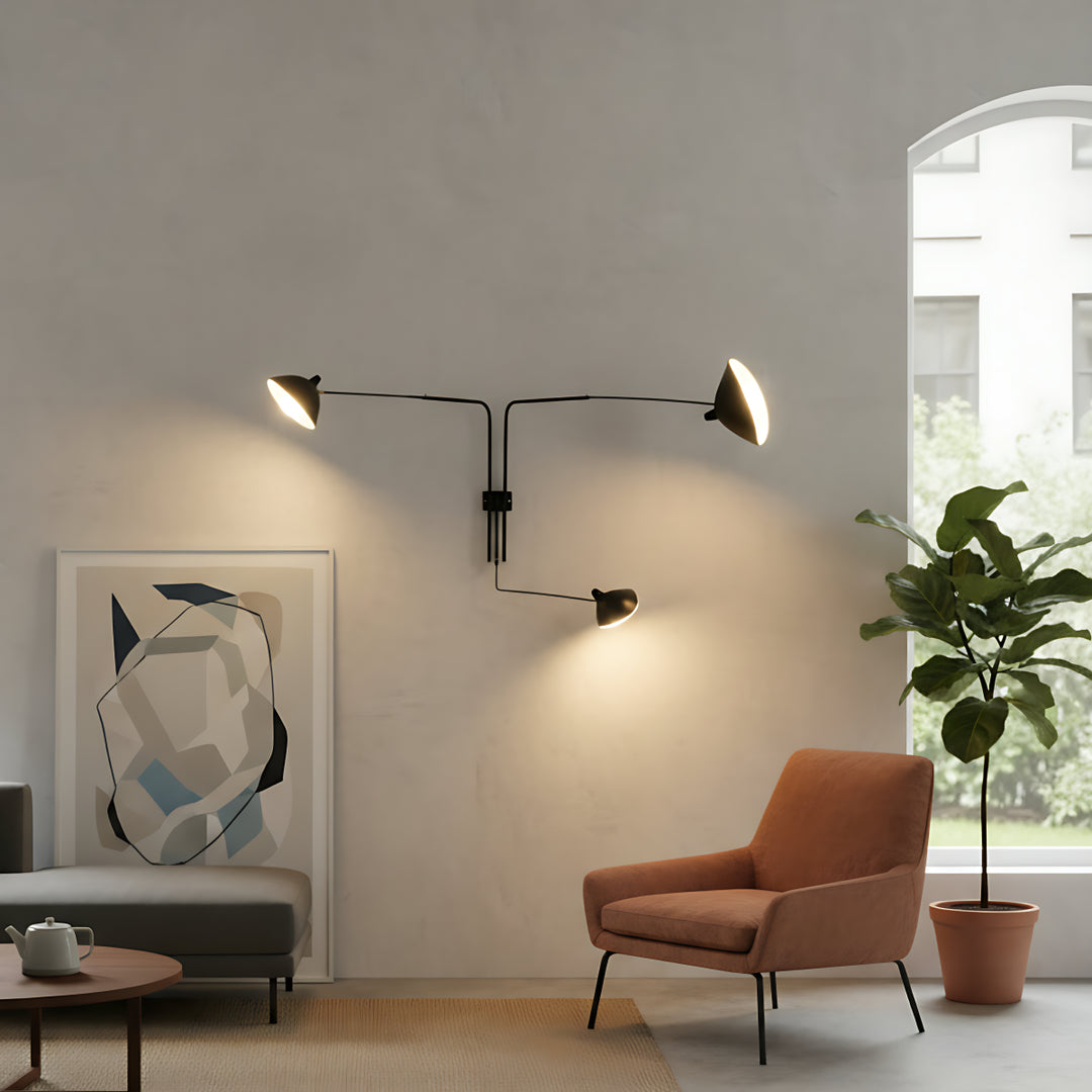 Axiale Schwenkarm-Wandleuchte – 3-flammig