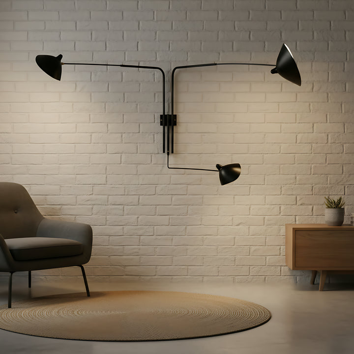 Axiale Schwenkarm-Wandleuchte – 3-flammig