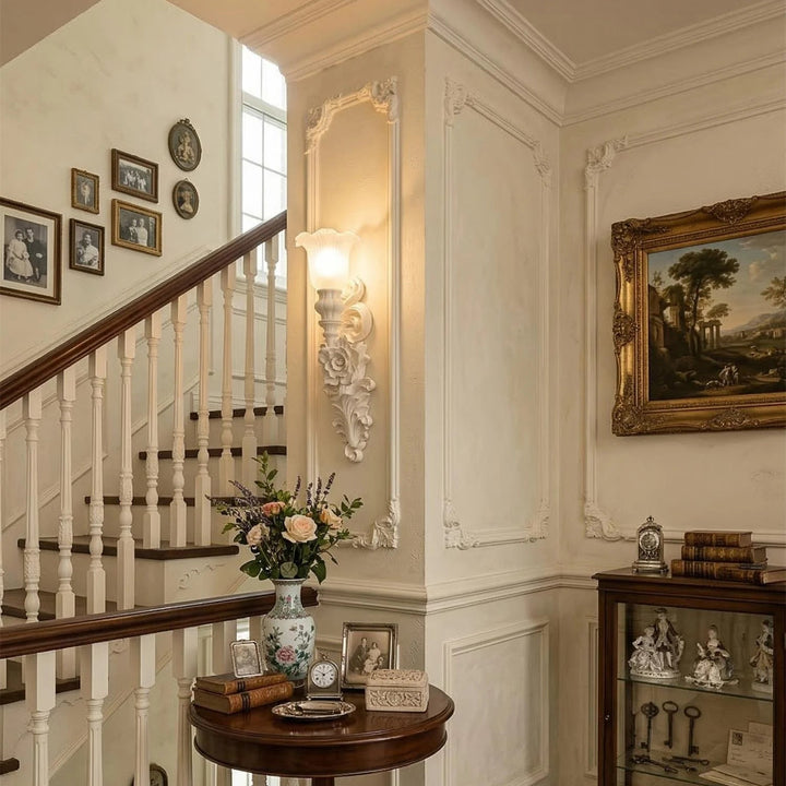 Carved Flowers Plaster Wall Lamp 10