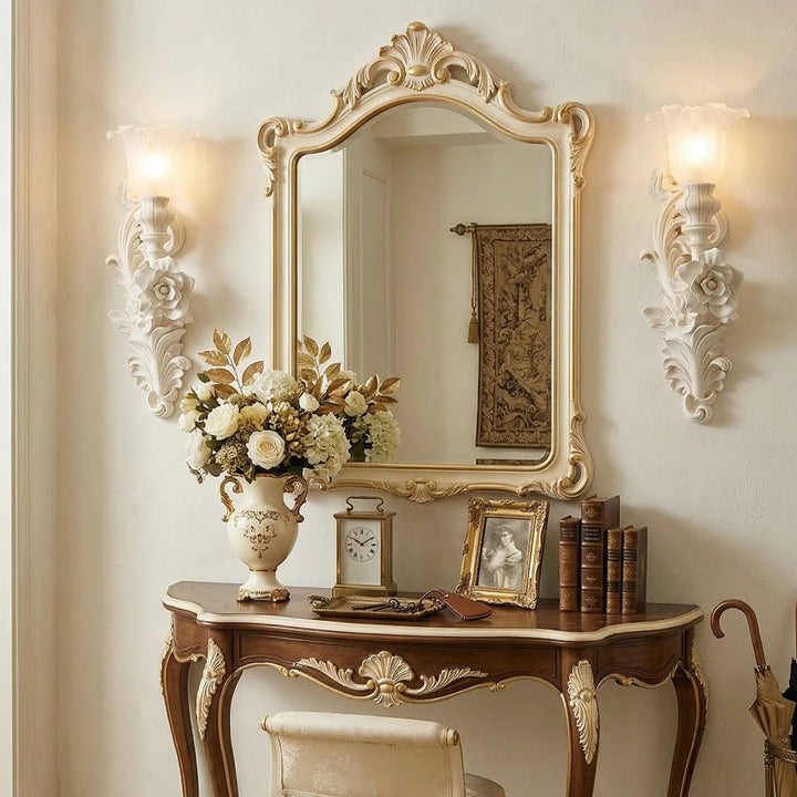 Carved Flowers Plaster Wall Lamp 11