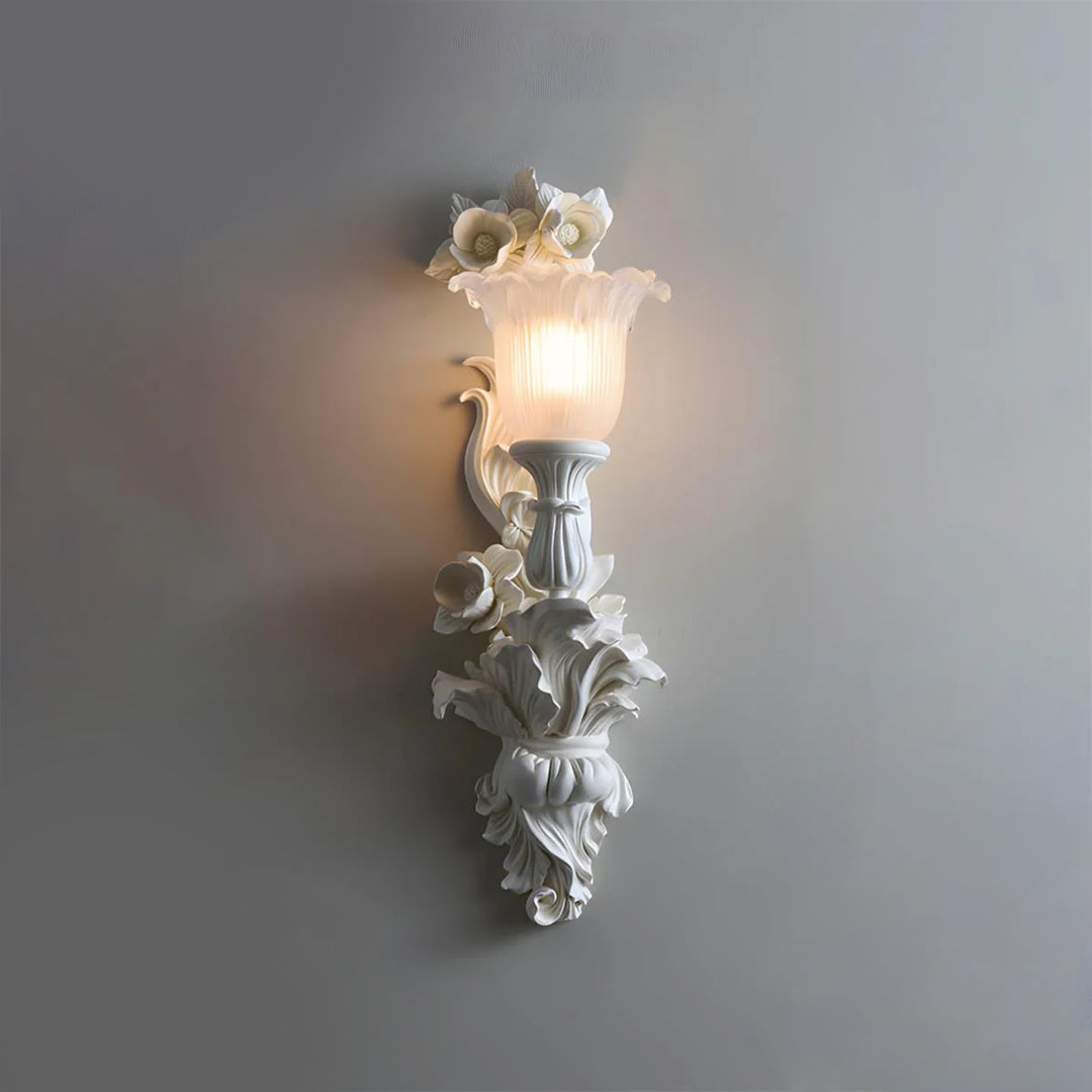 Carved Flowers Plaster Wall Lamp 13