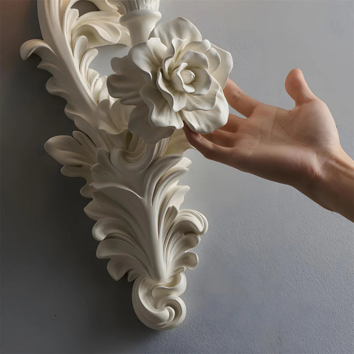 Carved Flowers Plaster Wall Lamp 14