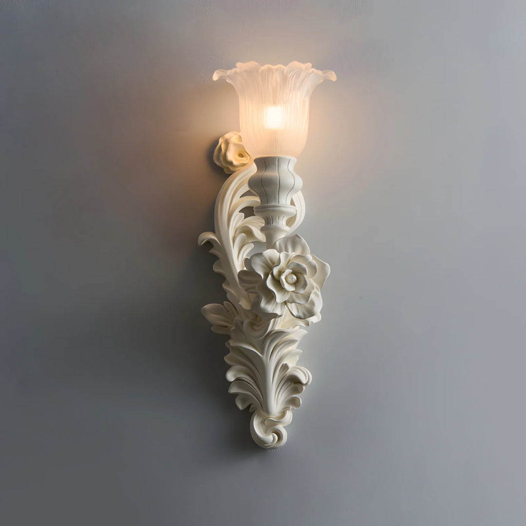 Carved Flowers Plaster Wall Lamp 15