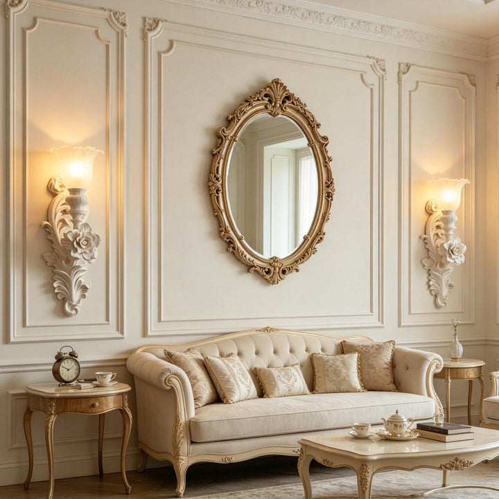 Carved Flowers Plaster Wall Lamp