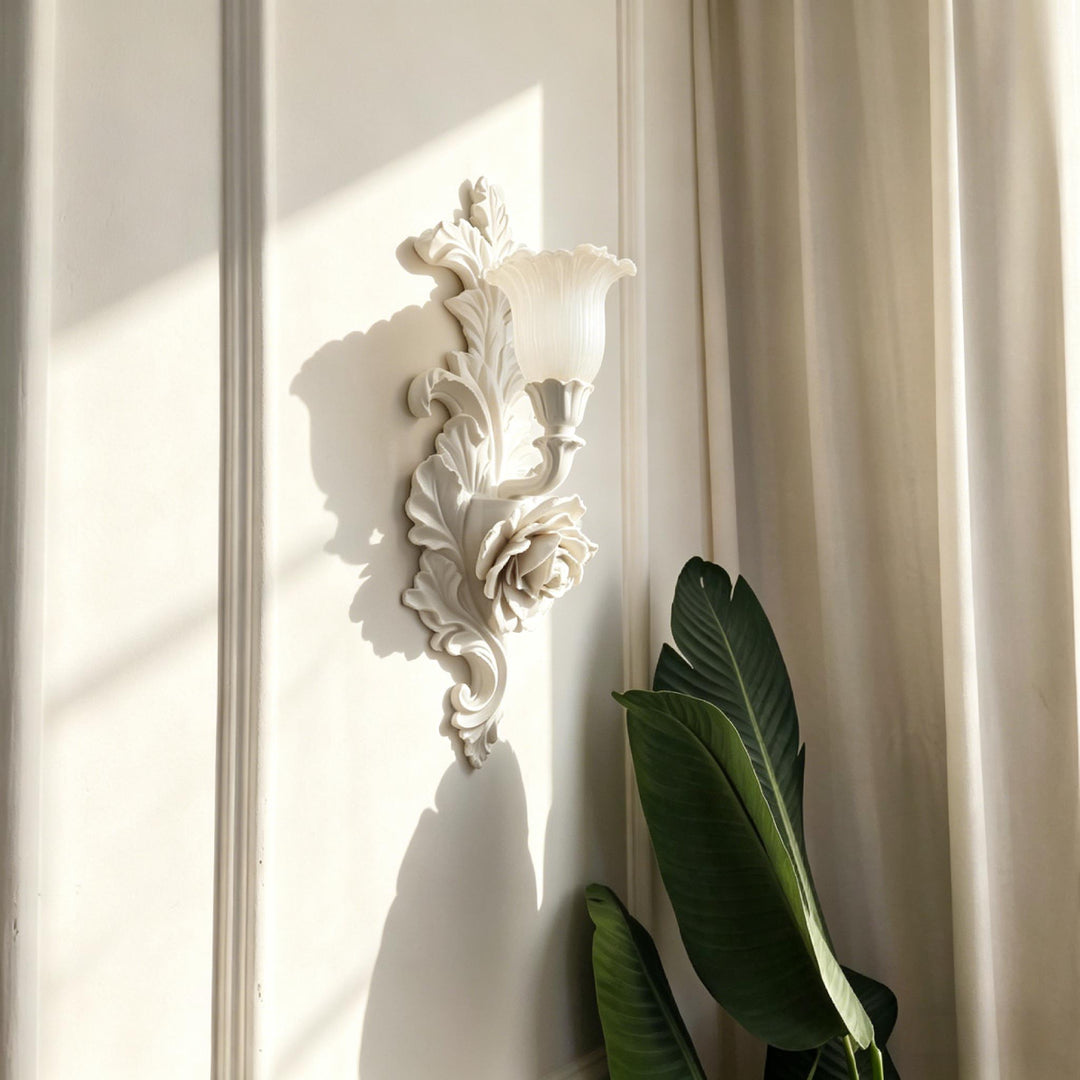 Carved Flowers Plaster Wall Lamp 4