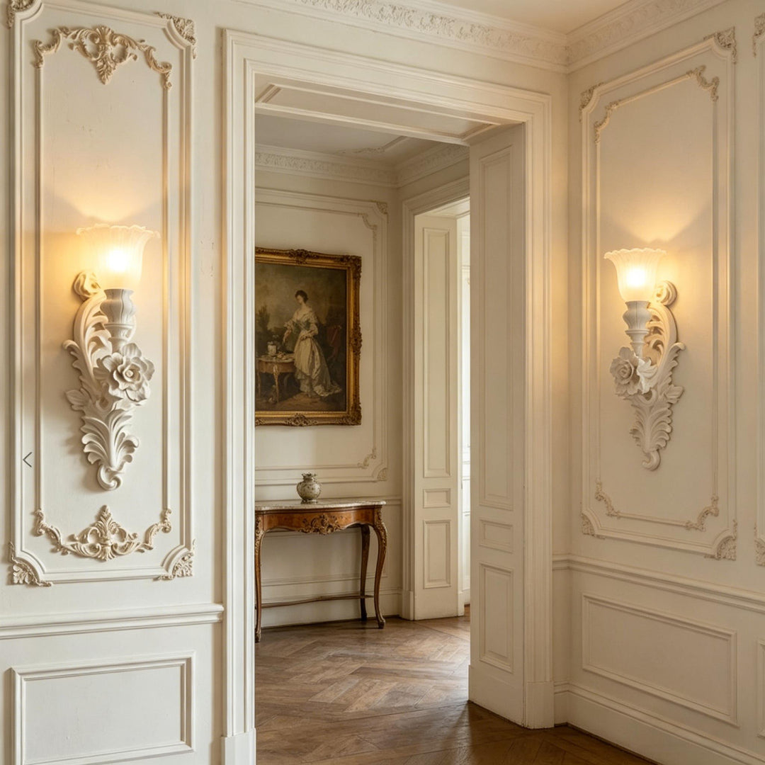 Carved Flowers Plaster Wall Lamp 5