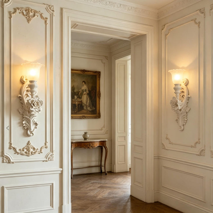 Carved Flowers Plaster Wall Lamp 5