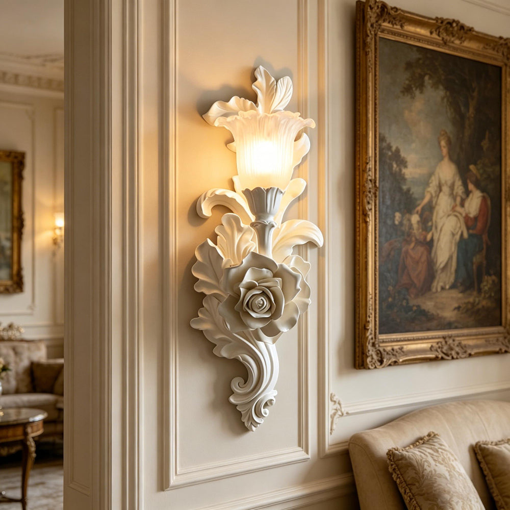 Carved Flowers Plaster Wall Lamp 8