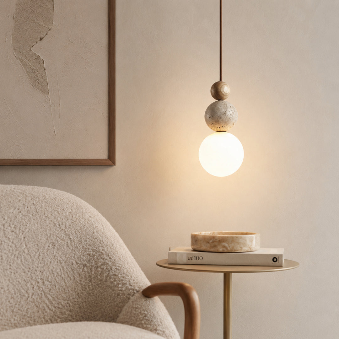 Cerlune Travertine Globe Pendant Light 2