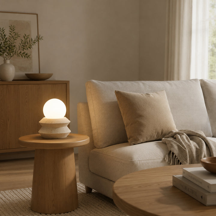 Cevrano Travertine Table Lamp 9
