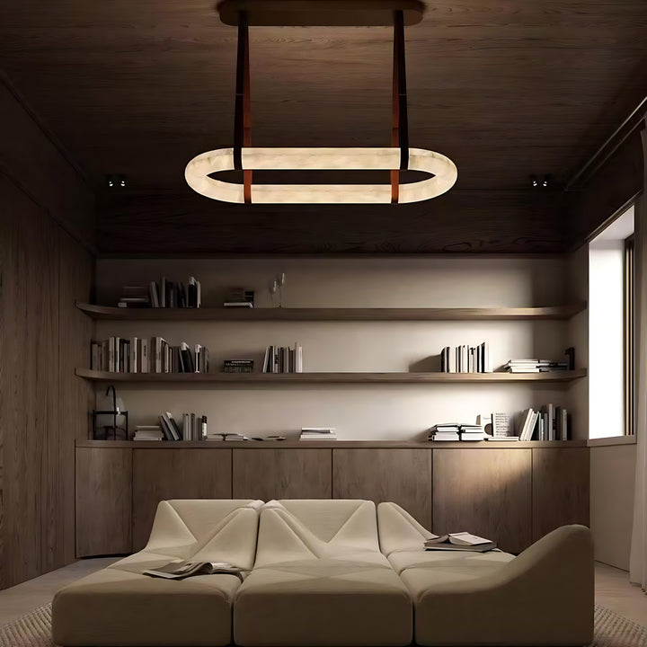 Lustre circulaire en albâtre