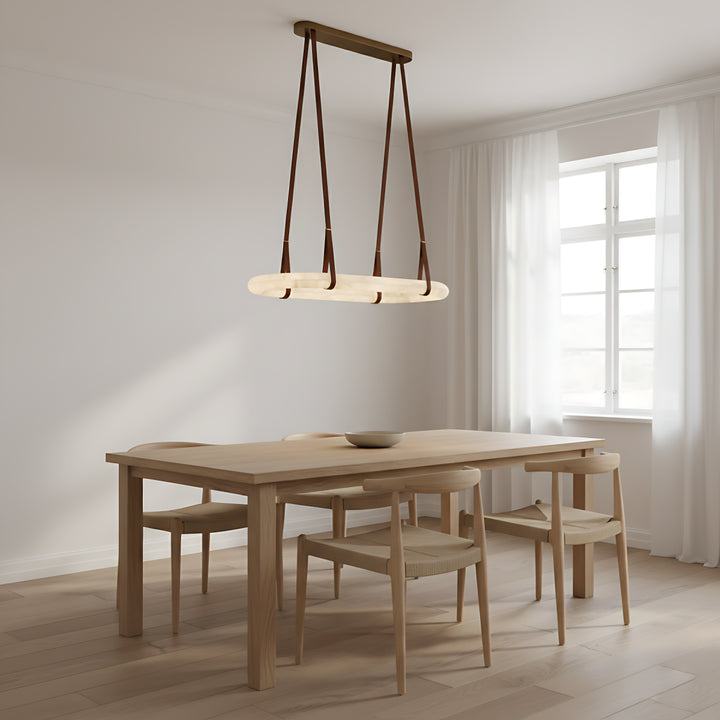 Lustre circulaire en albâtre