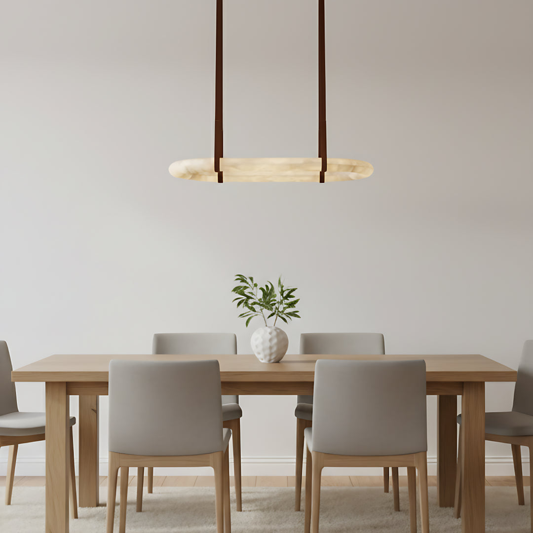 Lustre circulaire en albâtre