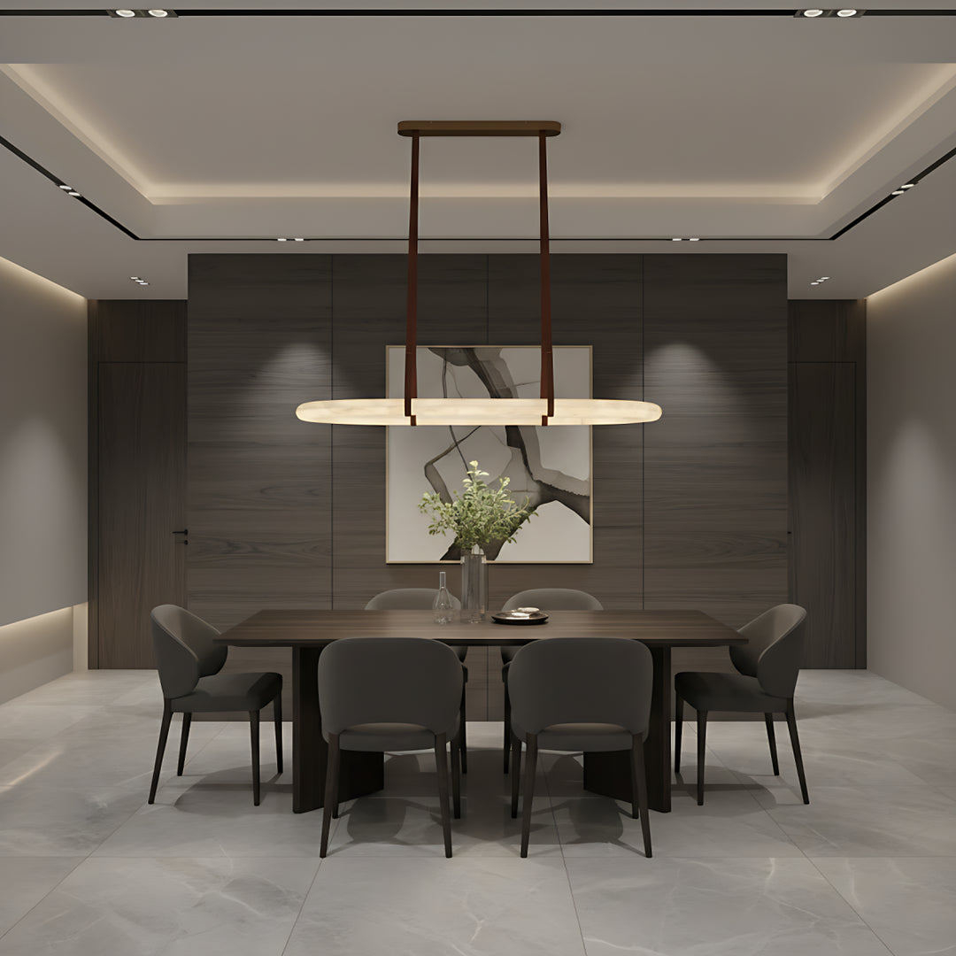 Lustre circulaire en albâtre