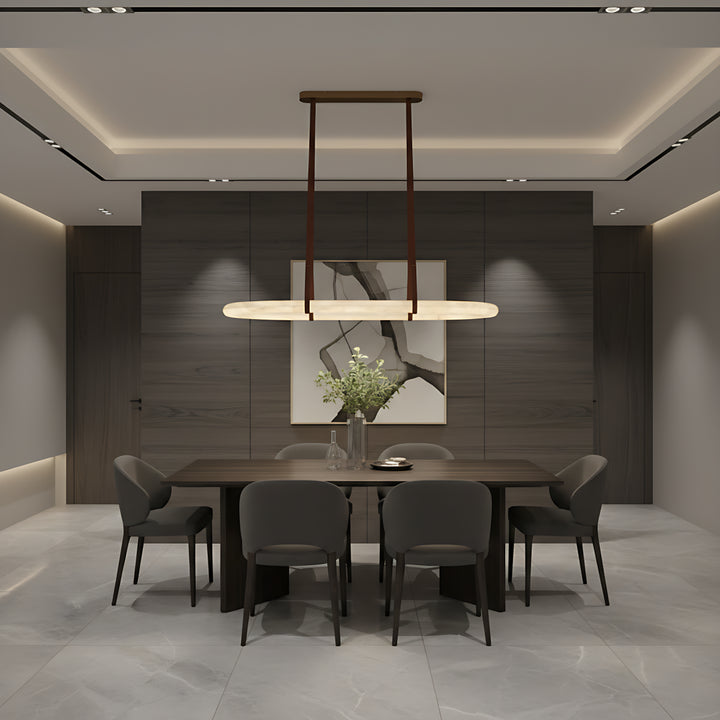 Lustre circulaire en albâtre