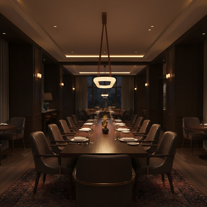 Lustre circulaire en albâtre