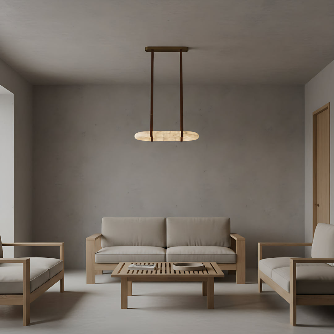 Lustre circulaire en albâtre