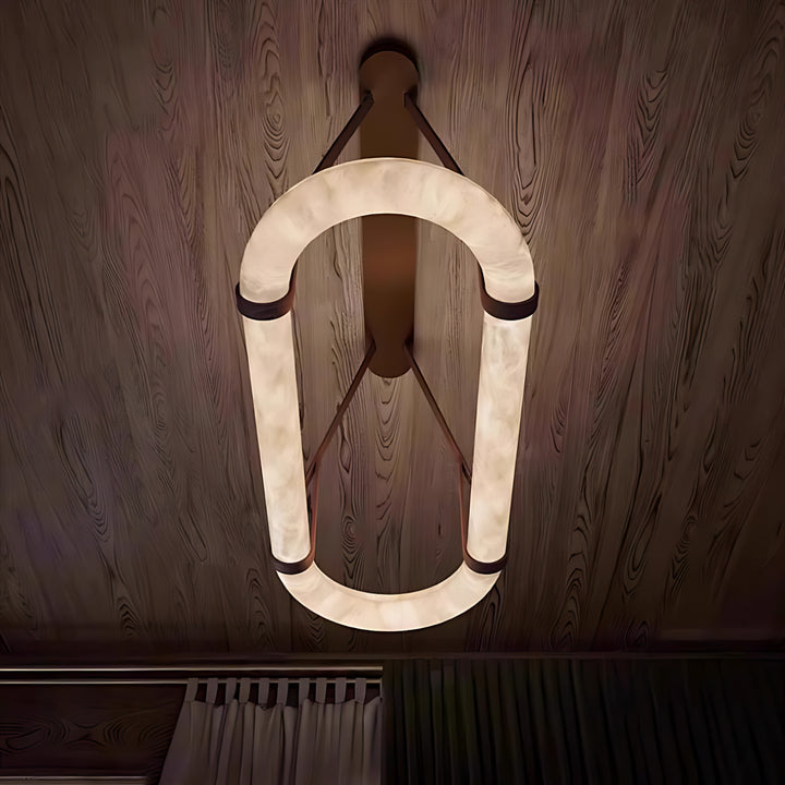 Lustre circulaire en albâtre