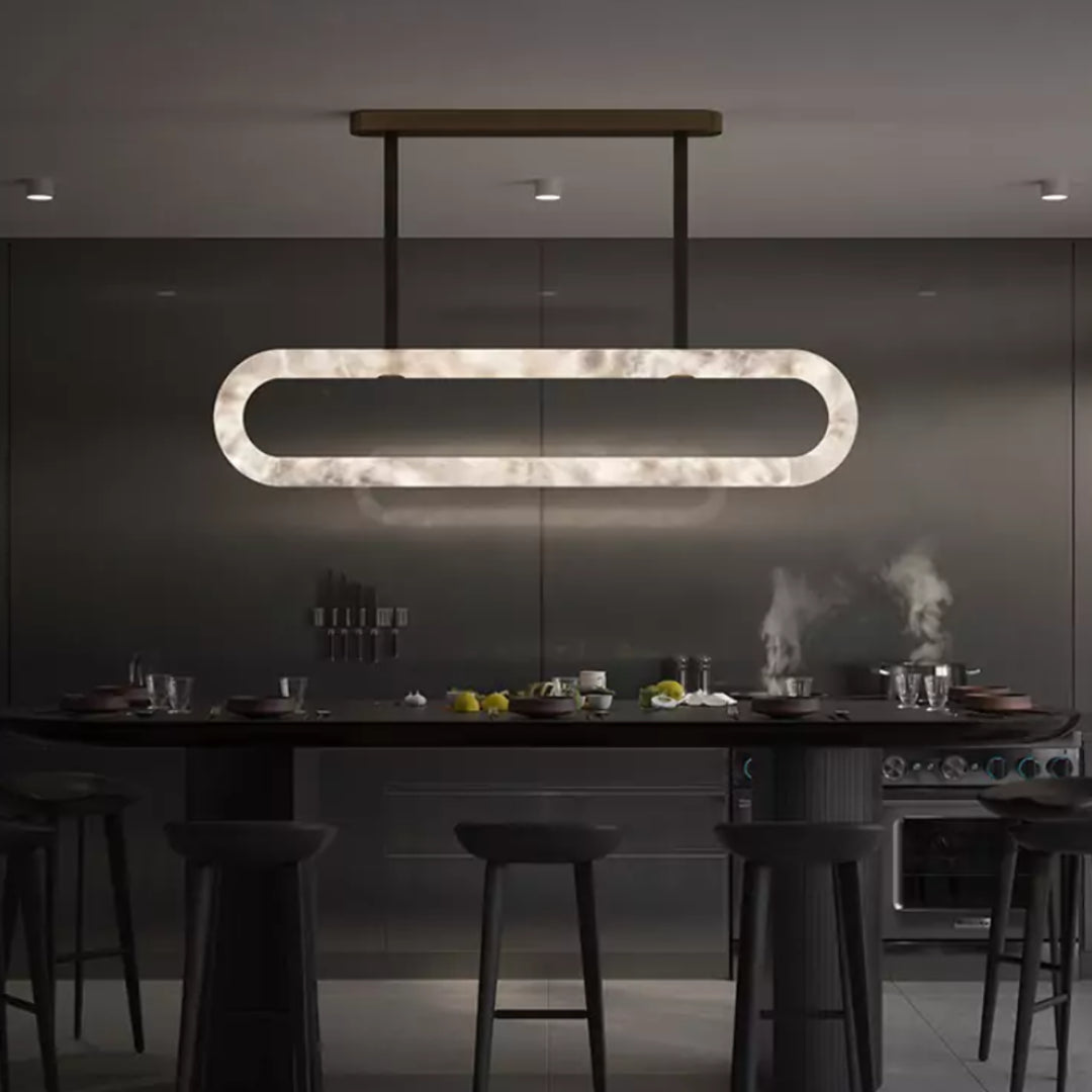 Lustre rond en albâtre