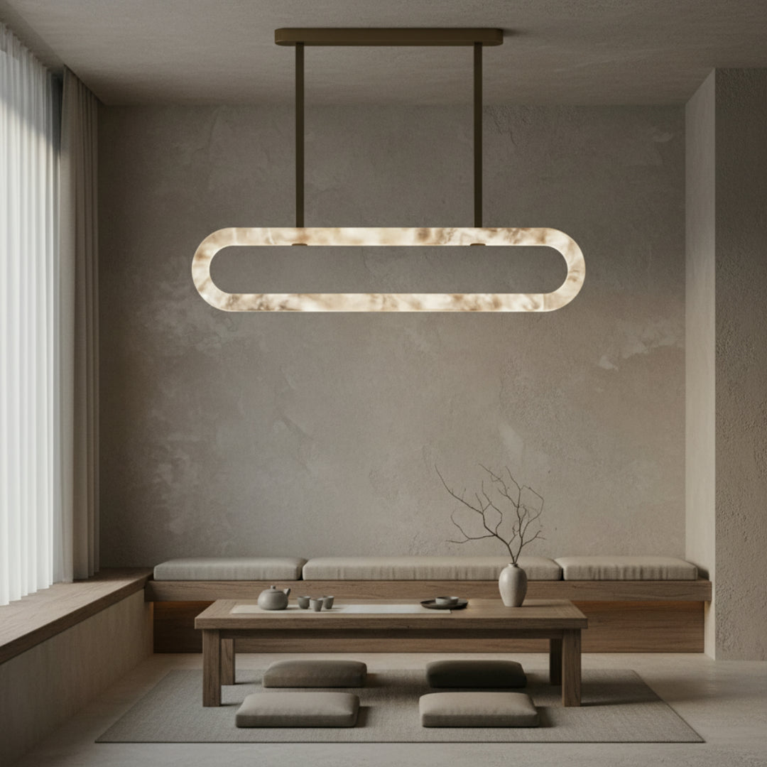 Lustre rond en albâtre