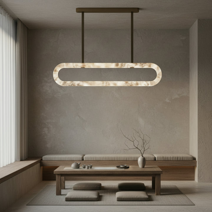 Lustre rond en albâtre