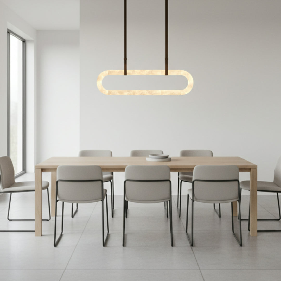 Lustre rond en albâtre