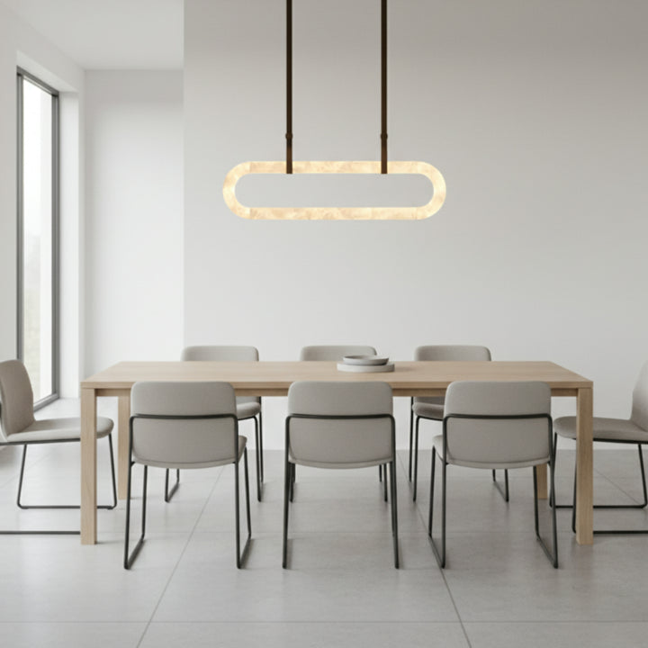 Lustre rond en albâtre