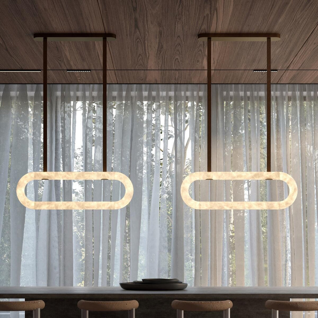 Lustre rond en albâtre