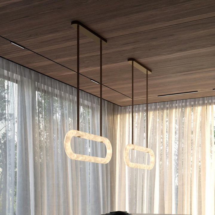 Lustre rond en albâtre