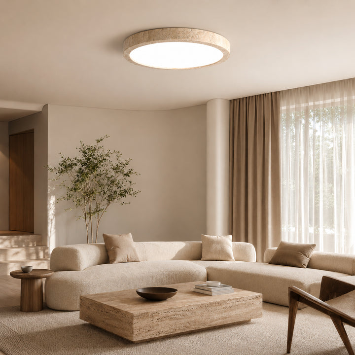 Cirvan Travertine Ring Ceiling Lamp 5