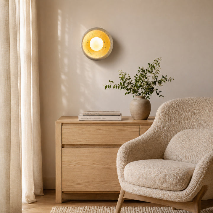 Cirvel Travertine Globe Wall Lamp 1