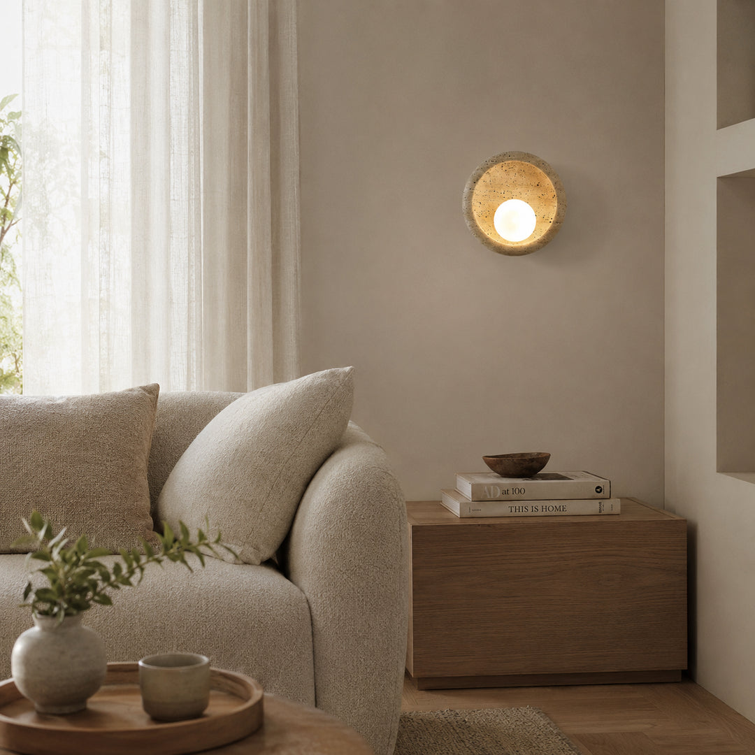 Cirvel Travertine Globe Wall Lamp 2