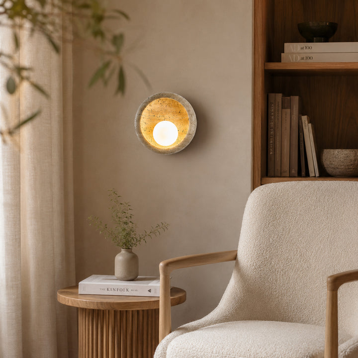 Cirvel Travertine Globe Wall Lamp 6