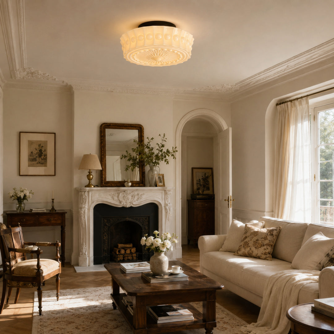 Classic Cream Glass Ceiling Light 8