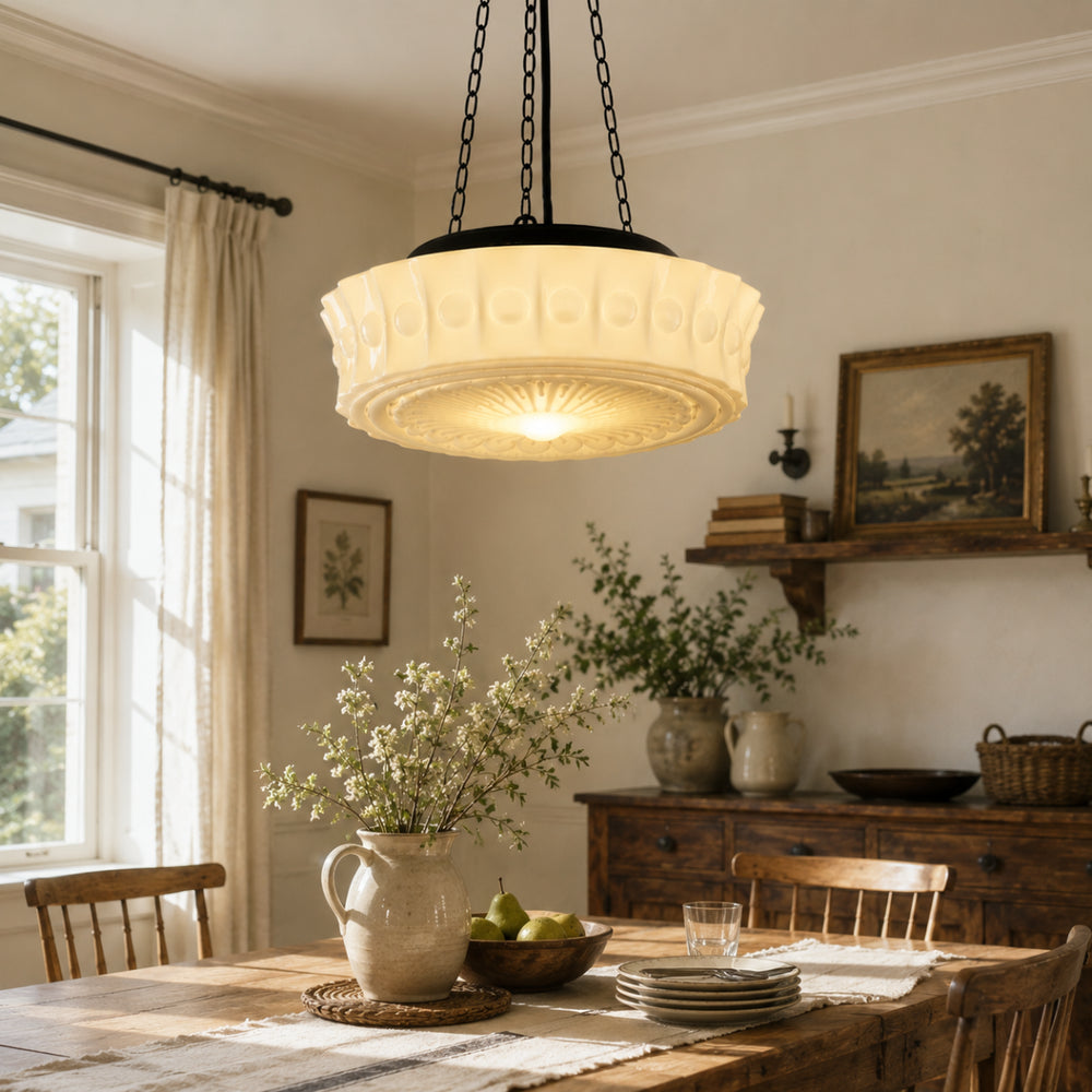 Classic Cream Glass Pendant Light 13