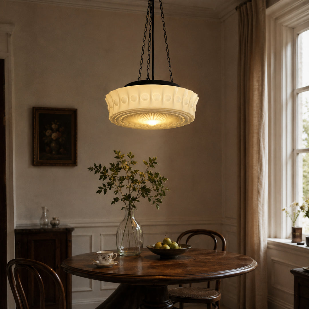 Classic Cream Glass Pendant Light 5