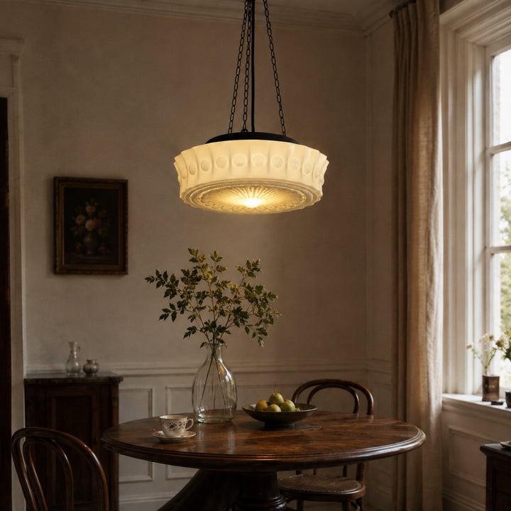 Classic Cream Glass Pendant Light 5
