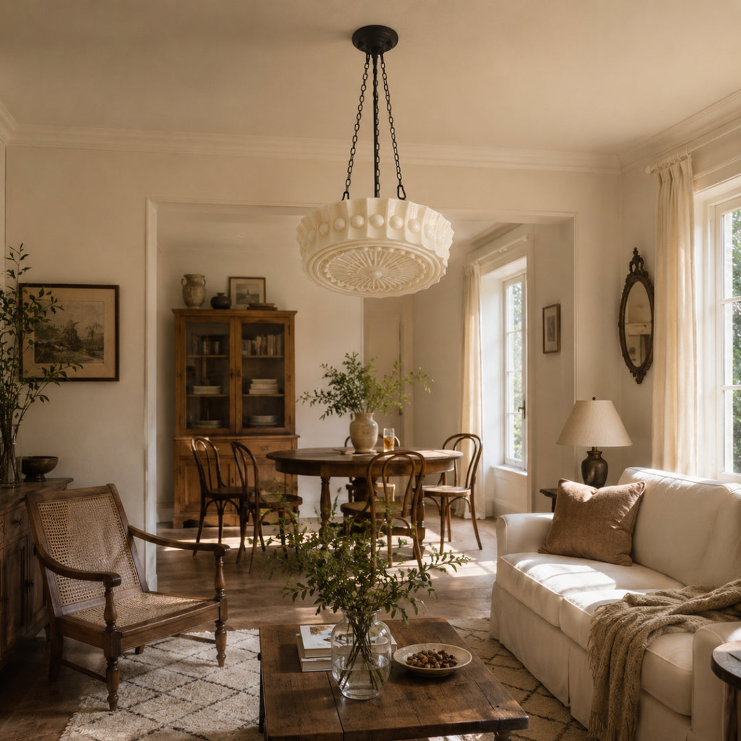 Classic Cream Glass Pendant Light 6