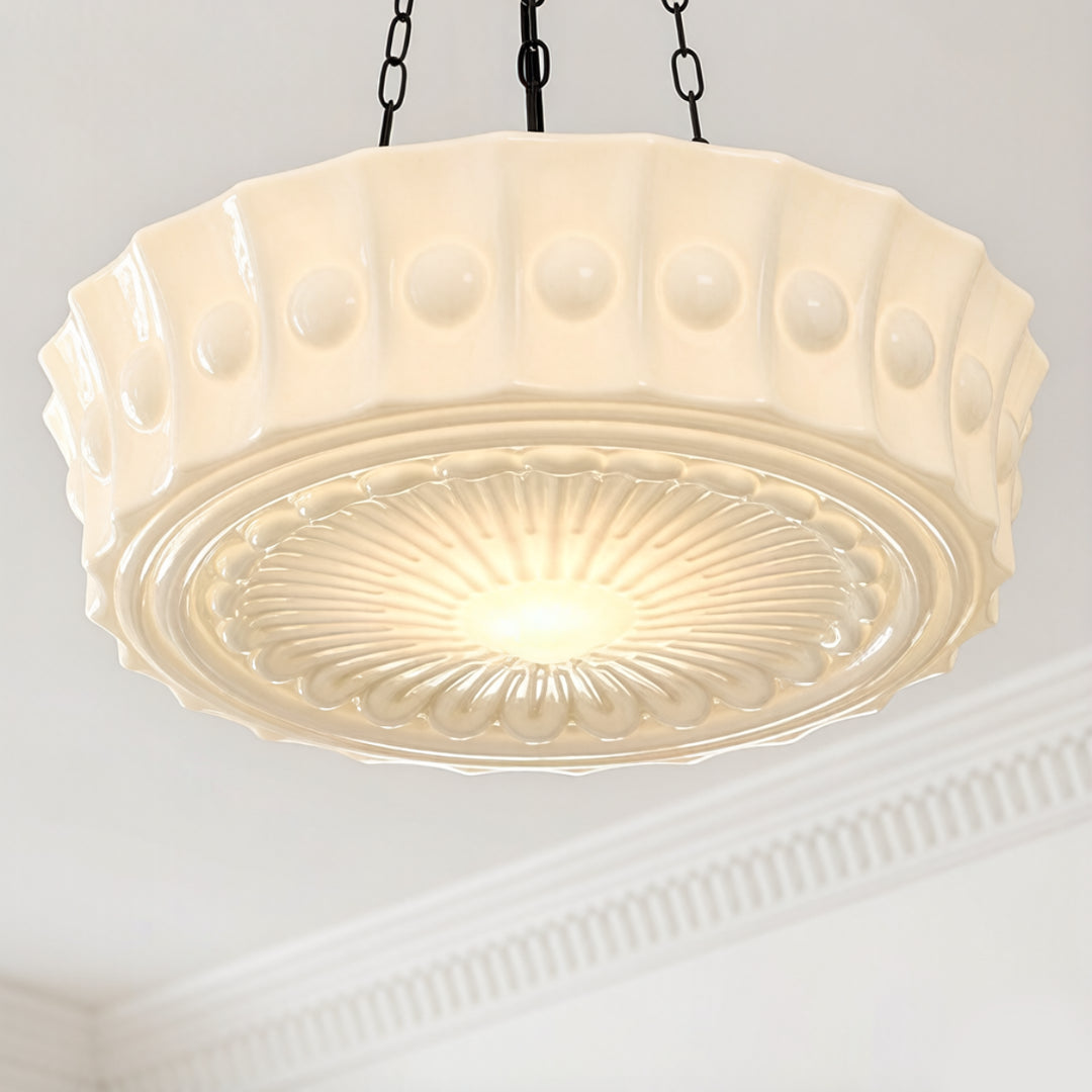 Classic Cream Glass Pendant Light 7