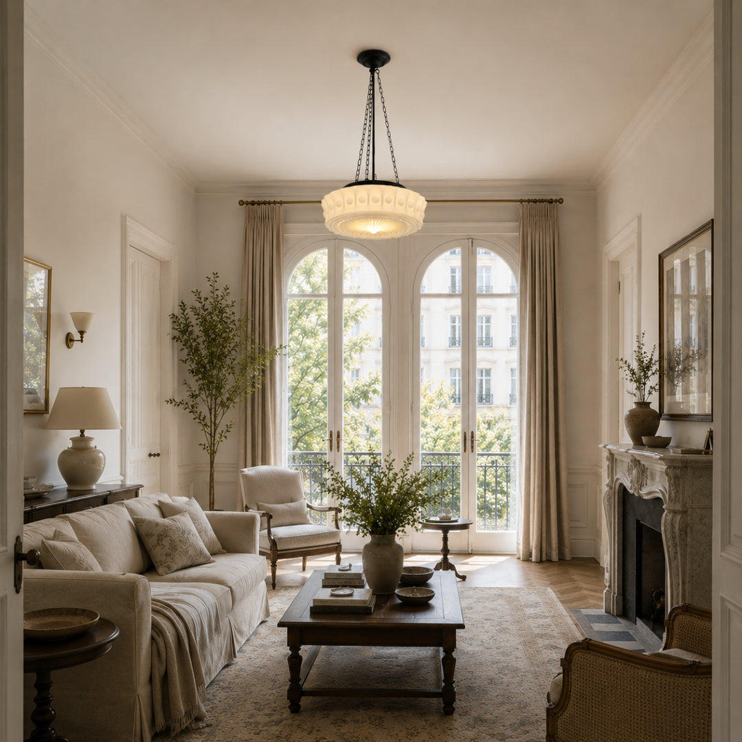 Classic Cream Glass Pendant Light 9